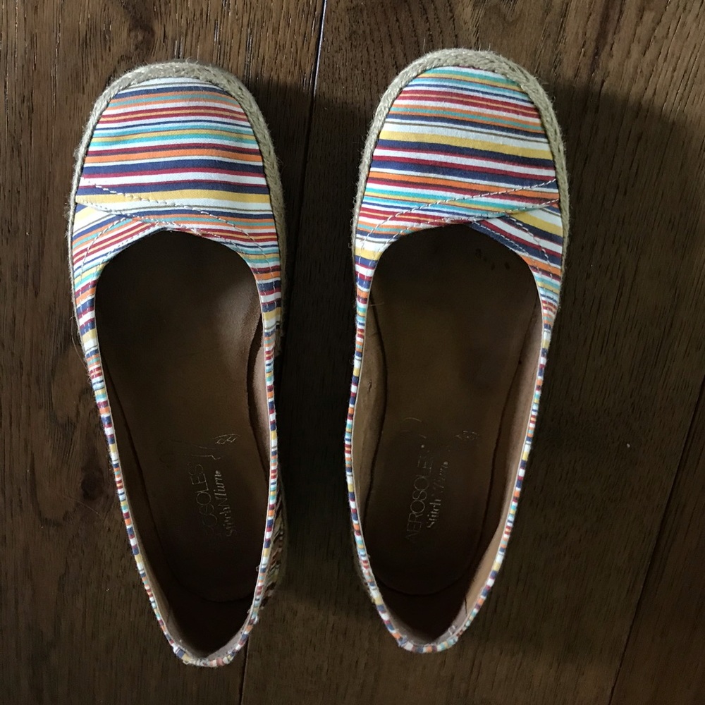 Colorful striped flats